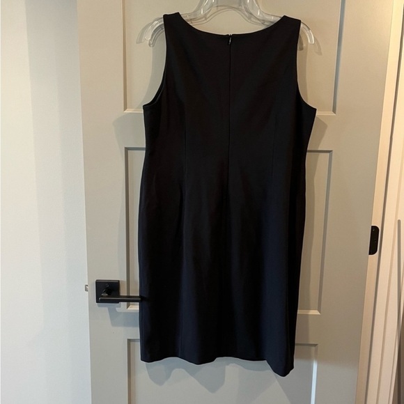 NWT Eileen Fisher Sz 14 Black Asymmetrical Knee Length Dress Sheath Viscose $248 - Picture 4 of 4